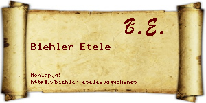Biehler Etele névjegykártya